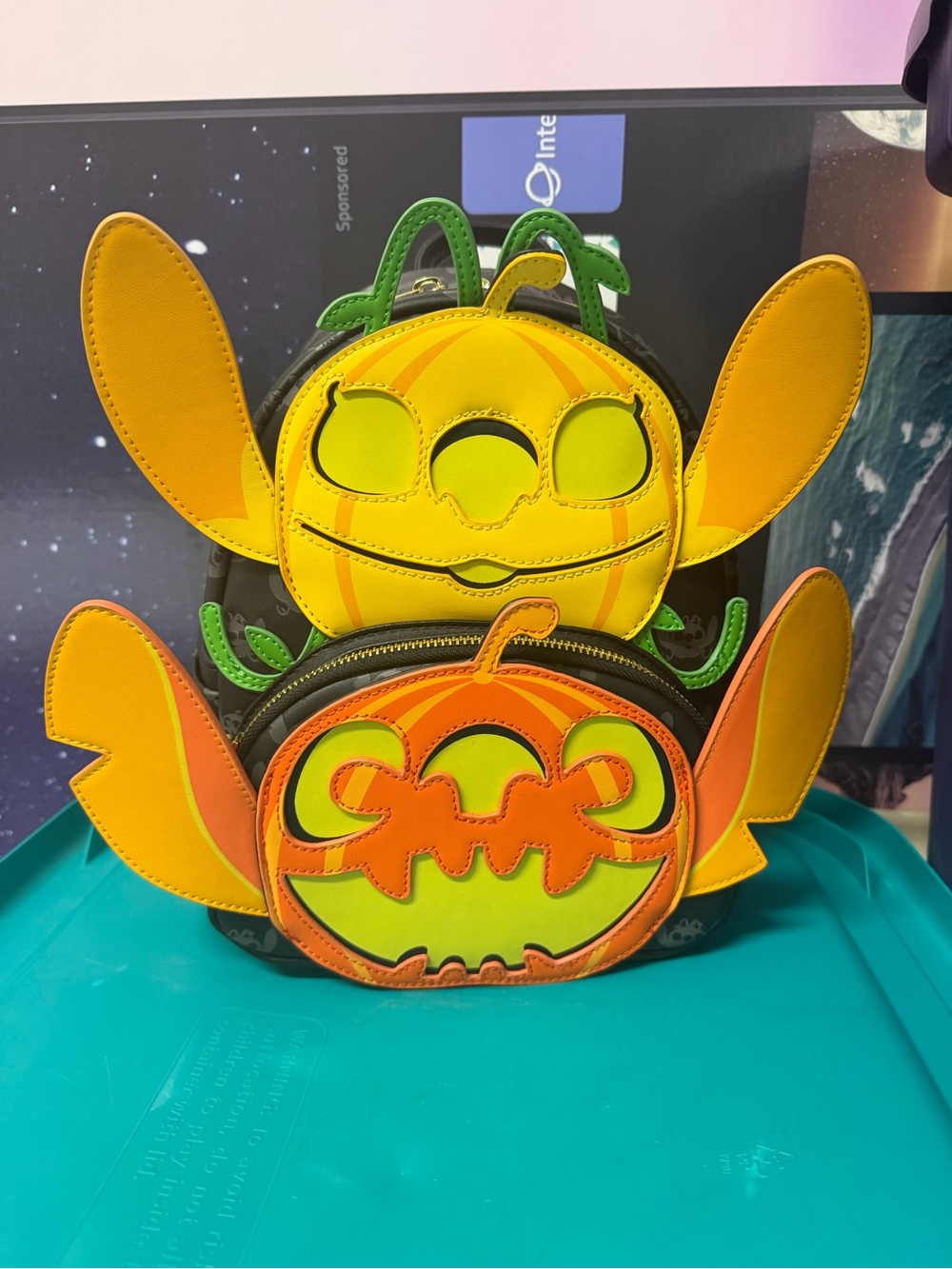 Disney Loungefly Stitch Pumpkin Halloween Mini Backpack